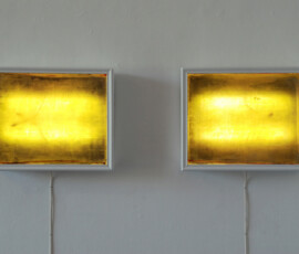 Residue of Residue I & II, light boxes, used 200 mesh screens, collected dream notes, 2009