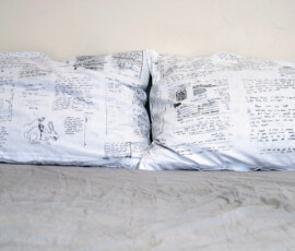 2008-2009 Vol. II, pillow cases, ink on fabric, collected dream notes, 2009