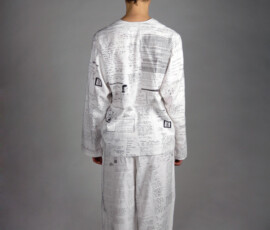 2005-2008 Vol. I, pajamas, ink on farbric, collected dream notes, 2008